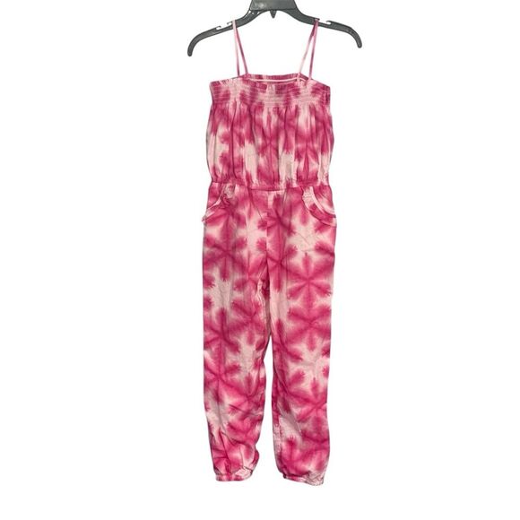Janie and Jack | Girls Pink White Tie Dye Sleeveless Jumpsuit Pants 10 - Picture 1 of 12
